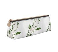 jingong Funda de piel con diseño de triángulo de ramita verde salvaje blanca con interior espacioso, cierre de cremallera para herramientas de escritura, oficina, White, Talla única, Neceser de