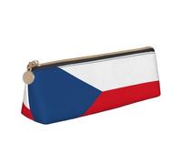 jingong Funda de piel triangular con diseño de bandera de la República Checa con interior espacioso, cierre de cremallera para herramientas de escritura, oficina, White, Talla única, Neceser de
