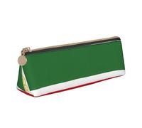 jingong Funda de piel triangular con diseño de bandera de la República de Chechenia con interior espacioso, cierre de cremallera para herramientas de escritura, oficina, White, Talla única, Neceser de