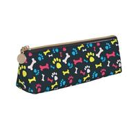 jingong Funda de piel triangular con diseño de pata de perro y gato arcoíris con interior espacioso, cierre de cremallera para herramientas de escritura, oficina, White, Talla única, Neceser de