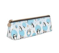 jingong Funda de piel triangular con diseño de pingüino, globo, copo de nieve, con interior espacioso, cierre de cremallera para herramientas de escritura, oficina, White, Talla única, Neceser de