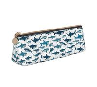 jingong Funda de piel triangular con diseño de tiburón con varios gestos con interior espacioso, cierre de cremallera para herramientas de escritura, oficina, White, Talla única, Neceser de maquillaje