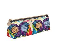 jingong Funda de piel triangular para cerebro izquierdo y derecho con interior espacioso, cierre de cremallera para herramientas de escritura, oficina, White, Talla única, Neceser de maquillaje