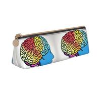 jingong Funda de piel triangular para cerebro izquierdo y derecho con interior espacioso, cierre de cremallera para herramientas de escritura, oficina, White, Talla única, Neceser de maquillaje