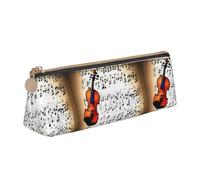 jingong Funda de piel triangular para partituras de violín con interior espacioso, cierre de cremallera para herramientas de escritura, oficina, White, Talla única, Neceser de maquillaje