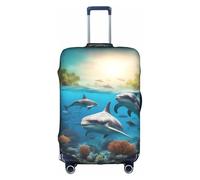 jingong Funda protectora elástica con estampado de delfines, tortugas marinas, tiburones, pulpos, corales, para maleta, para adultos, para viaje, White, L