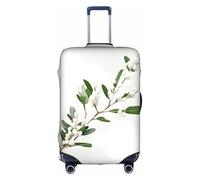 jingong Funda protectora elástica para maleta, color blanco y verde salvaje, con estampado de ramitas para adultos, funda protectora para maleta de viaje, White, L