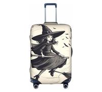 jingong Funda protectora elástica para maleta, diseño de bruja volando de Halloween, para adultos, funda protectora para maleta de viaje, White, S