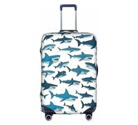 jingong Funda protectora elástica para maleta, diseño de tiburón con varios gestos, para adultos, funda protectora para maleta de viaje, White, S