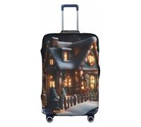 jingong Funda protectora para maleta de viaje con diseño de casa de pueblo de Navidad, 4 unidades, elásticas, para adultos, White, L