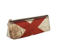 Jingong - Funda triangular de piel con bandera del estado de Alabama sobre grano de madera viejo con interior espacioso, cremallera para herramientas de escritura, oficina, blanco, talla única,