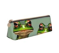jingong Funny Green Frogs - Funda triangular de piel con interior espacioso, cierre de cremallera para herramientas de escritura, oficina, White, Talla única, Neceser de maquillaje