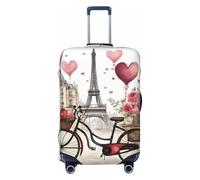 jingong Love Paris Tower - Protector de tapa de equipaje con estampado de corazón para bicicleta, diseño de café, vino, perfume, tapa elástica para equipaje, resistente a los arañazos y al polvo