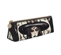 jingong Magic Witch Witchcraft - Funda de piel con triángulo bohemio con interior espacioso, cierre de cremallera para herramientas de escritura, oficina, White, Talla única, Neceser de maquillaje