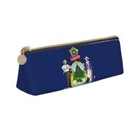 jingong Maine State Flag - Funda de piel triangular con interior espacioso, cierre de cremallera para herramientas de escritura, oficina, White, Talla única, Neceser de maquillaje