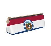 jingong Missouri State Flag - Funda de piel triangular con interior espacioso, cierre de cremallera para herramientas de escritura, oficina, White, Talla única, Neceser de maquillaje
