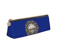 jingong New Hampshire State Flag Triangle - Funda de piel con interior espacioso, cierre de cremallera para herramientas de escritura, oficina, White, Talla única, Neceser de maquillaje