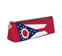 jingong Ohio State Flag - Funda de piel triangular con interior espacioso, cierre de cremallera para herramientas de escritura, oficina, White, Talla única, Neceser de maquillaje