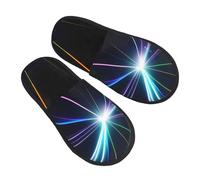 jingong Pantuflas peludas con estampado de luz láser de algodón para otoño e invierno, cómodas y cálidas para el hogar