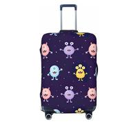 jingong Protector de tapa de equipaje con estampado de monstruos coloridos de dibujos animados, tapa elástica para equipaje de viaje, resistente a los arañazos y al polvo, Black, S