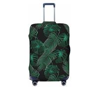 jingong Protector de tapa de equipaje con estampado verde de hojas de plátano, tapa elástica para equipaje de viaje, resistente a los arañazos y al polvo, Black, L