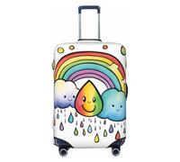 jingong Rainbow Clouds Raindrop 1 - Protector de tapa de equipaje con estampado de gotas de lluvia, tapa elástica para equipaje de viaje, resistente a los arañazos y al polvo, Black, XL
