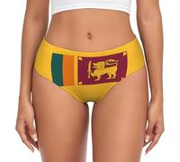 jingong Ropa interior triangular para mujer, con estampado de bandera de Sri Lanka, pantalones cortos básicos para mujer, ropa interior cómoda y elástica suave, Negro, 3XL