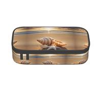 jingong Seashell Landscape On The Beach - Bolsa de almacenamiento de gran capacidad, apta para viajes, suministros de oficina, maquillaje y organización de escritorio, Black, Talla única, Estuche de