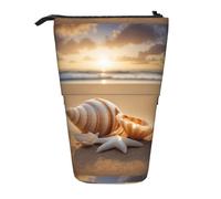 jingong Seashell Landscape On The Beach - Estuche multifuncional para lápices, bolsa de almacenamiento, bolsa de maquillaje, adecuado para la oficina y el transporte diario, Black, Talla única, Bolsa