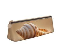 jingong Seashell Landscape On The Beach - Funda de piel triangular con interior espacioso, cierre de cremallera para herramientas de escritura, oficina, White, Talla única, Neceser de maquillaje