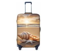 jingong Seashell Landscape On The Beach - Protector de tapa de equipaje con estampado de conchas marinas, tapa elástica para equipaje, resistente a los arañazos y al polvo, Black, S