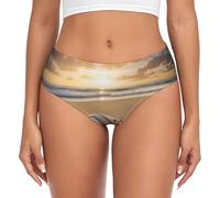 jingong Seashell Landscape On The Beach - Ropa interior triangular para mujer, pantalones cortos básicos para mujer, ropa interior elástica suave y cómoda, Negro, L