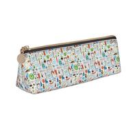 jingong The Nature Wildlands - Funda de piel con diseño triangular de actividades con interior espacioso, cierre de cremallera para herramientas de escritura, oficina, White, Talla única, Neceser de