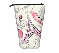 jingong The Paris Tower and a Bicycle - Estuche multifuncional para lápices, bolsa de almacenamiento, bolsa de maquillaje, adecuado para la oficina y el transporte diario, Black, Talla única, Bolsa