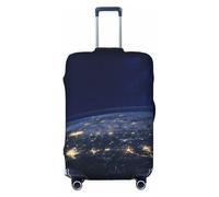 jingong View of Earth - Protector de tapa de equipaje con estampado de tierra, tapa elástica para equipaje de viaje, resistente a los arañazos y al polvo, Black, M