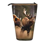 jingong Wildlife Hunting Deer Bear Elk - Estuche multifuncional para lápices, bolsa de almacenamiento, bolsa de maquillaje, adecuado para la oficina y el transporte diario, Black, Talla única, Bolsa
