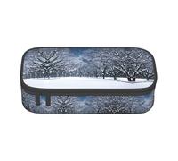 jingong Winter Snow Falling in The Park, bolsa de almacenamiento de gran capacidad, apta para viajes, suministros de oficina, maquillaje y organización de escritorio