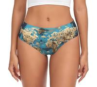 jingong World Geography Map Print - Ropa interior triangular para mujer, pantalones cortos básicos para mujer, ropa interior elástica suave y cómoda, Negro, 4XL