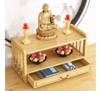 JINGSHIQIAOPL Mesa de Altar Budista, Buddhist Altar Table con Cajón Oculto, Santuario y Altar Budista para Meditación, Oración y Decoración en El Hogar, Estante para Altar(Beige,52x25cm/20.5x10in)