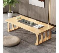 JINGSHIQIAOPL Mesa de Centro Japonesa de Tatami de Madera Maciza, Centro Japonesa Pequeña para Ceremonias de Té, Meditación y Escritorio para Portátil(Beige,160x60x35cm/63x24x14in)