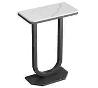 JINGSHIQIAOPL Mesa de Entrada Moderna en Forma de U con Tablero de Piedra, Mesa Consola Estrecha con Estructura Metálica, Consola Recibidor para Pasillo, Sala de Estar, Dormitorio U Oficina(Black)