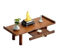 JINGSHIQIAOPL Santuario Espiritual de Madera, Altar Budista con Bandeja Retráctil, Mesa de Meditación para Estatuas de Buda, Porta Inciensos y Ofrendas(40x25cm/16x10in)