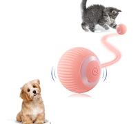 JINGSHUBO Bola de juguete interactiva para gatos, juguete inteligente recargable por USB, juguete para gatos con luz y bola autogiratoria (rosa)