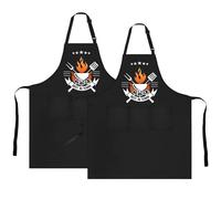 JINGTOPS 2 Piezas Delantales BBQ para Hombre Chef Delantal con Bolsillos Ajustables Regalo Hombre Cumpleaños 30/40/50/60 Años mandiles Cocinapara Barbacoa Cocinar Hornear Jardinería Restaurante