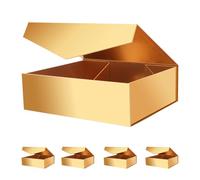 JINGUAN 5 cajas de regalo extra grandes con tapas de 16.3 x 14.2 x 5 pulgadas, cajas de regalo doradas grandes para dama de honor, cajas de regalo magnéticas para ropa y regalos grandes (oro brillante
