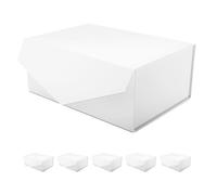 JINGUAN 6 cajas de regalo blancas con tapas para regalos, cajas de regalo plegables rectangulares con cierre magnético, cajas de propuesta de damas de honor, boda, embalaje de regalo de cumpleaños (9