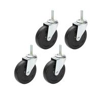 JINGWENL 100mm Rueda Giratoria con Varilla Roscada Métrica M8M10M12, Juego de 4 Ruedas Giratorias de Goma Negra, Rueda Giratoria Para Muebles y Carros (Size : M10*15)