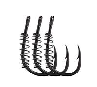 JINGYAN Anzuelos de Pesca Carp Fishing Spring Hook with Ring Stainless Steel Barbed Single Explosive Accessories Tackle(Schwarz,Size 6)