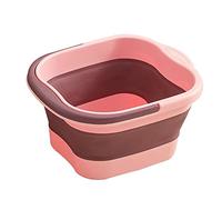 JINGYAN Baños para pies Folding Foot Bathtub Soak Bath Tub With Massaging Rollers Stress Relief Collapsible Spa Foldable Bucket Large(Pink)