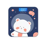 JINGYAN Básculas digitales Cartoon Bear Weight Scale LCD Display Glass Smart Bathroom Scales Digital Body Fat High-precision Electronic Floor